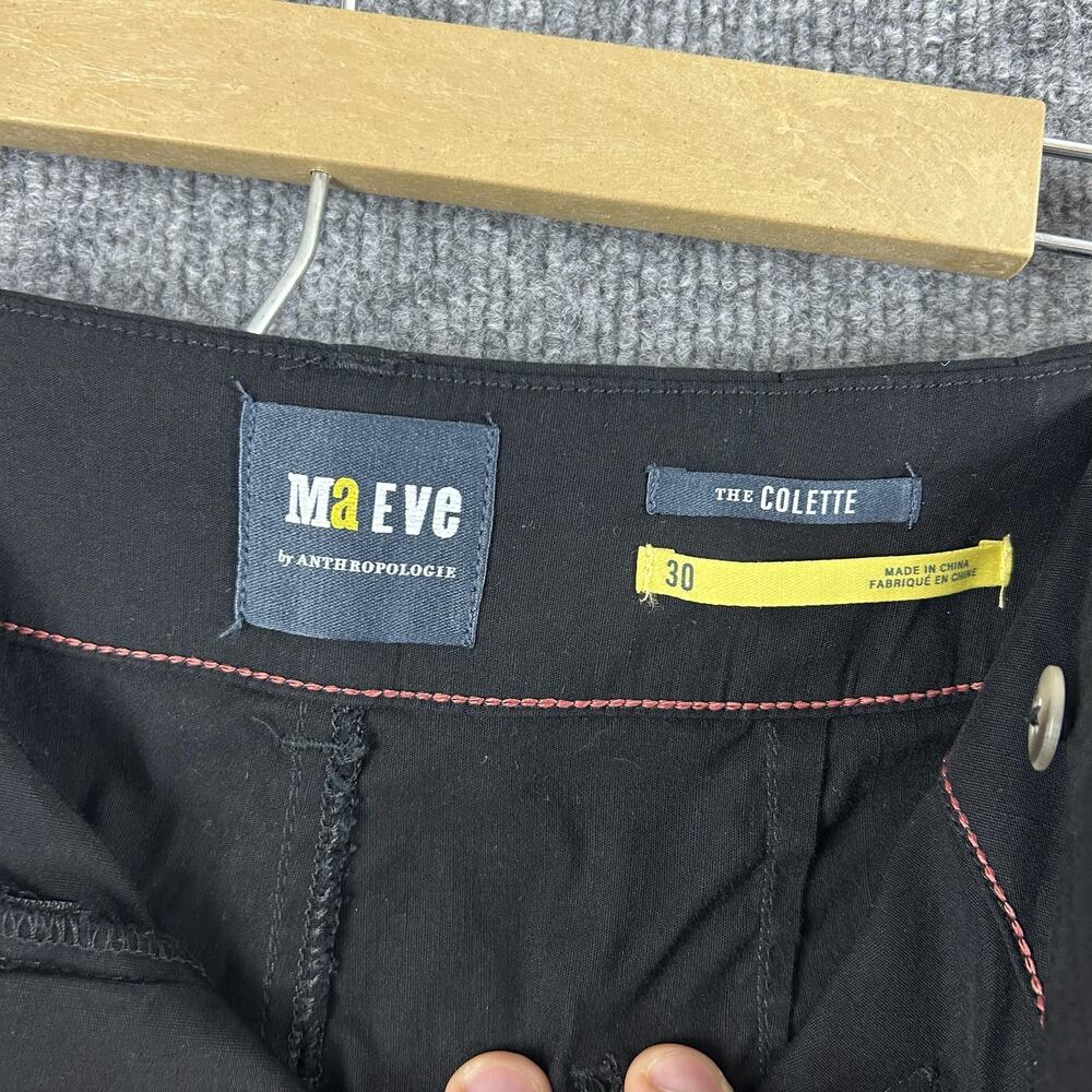 Maeve Pants 30 The Colette Wide Leg Cropped Linen Blend Black Casual Work Chic - Picture 5 of 12